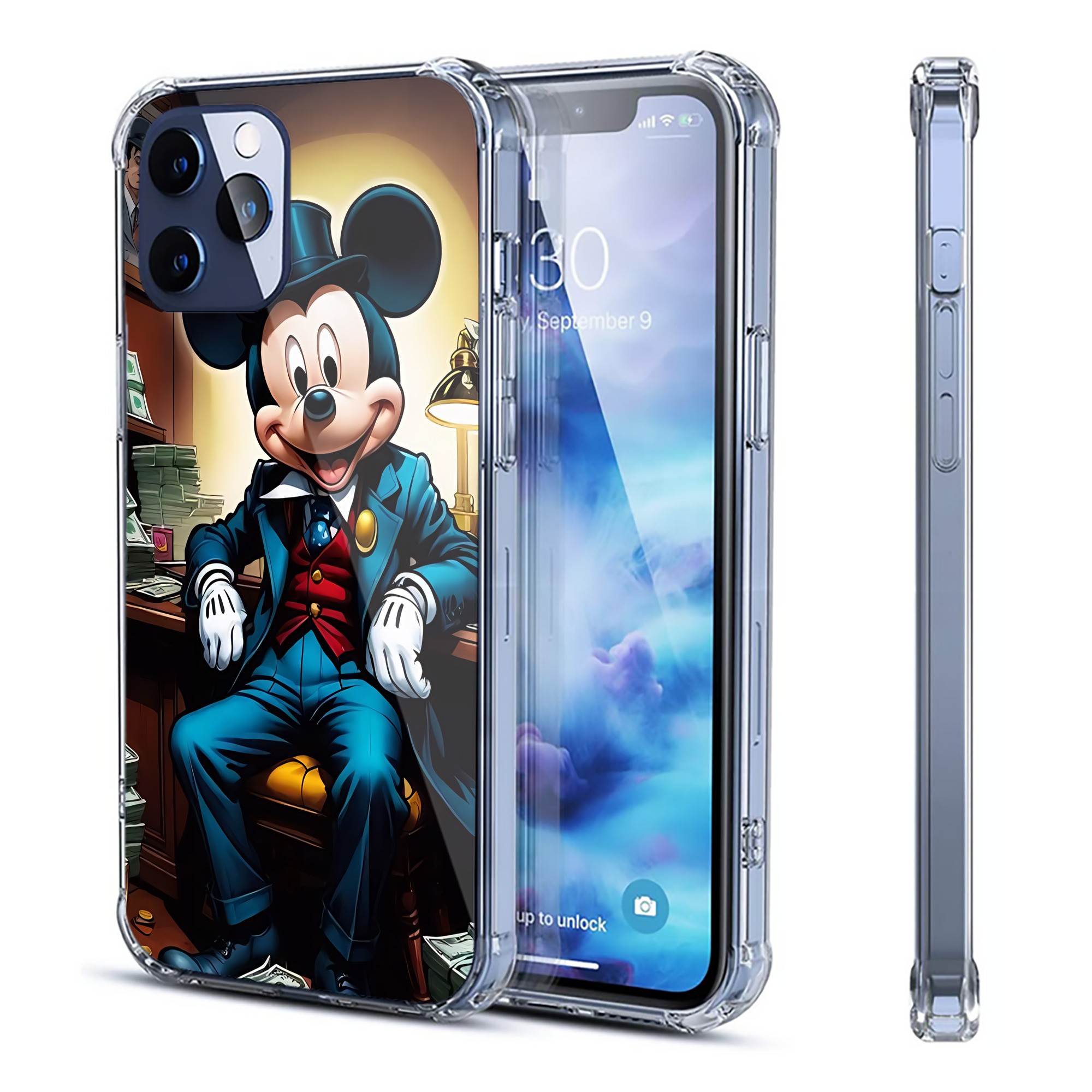（画像用） ミッキーマウス Mickey Mouse 【iPhone 12シリーズ対応】透明スマホケース（クリアソフトケース）